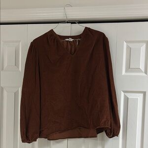 Time & Tru corduroy cotton, V-neck, long sleeve Women's Brown Top size XXL